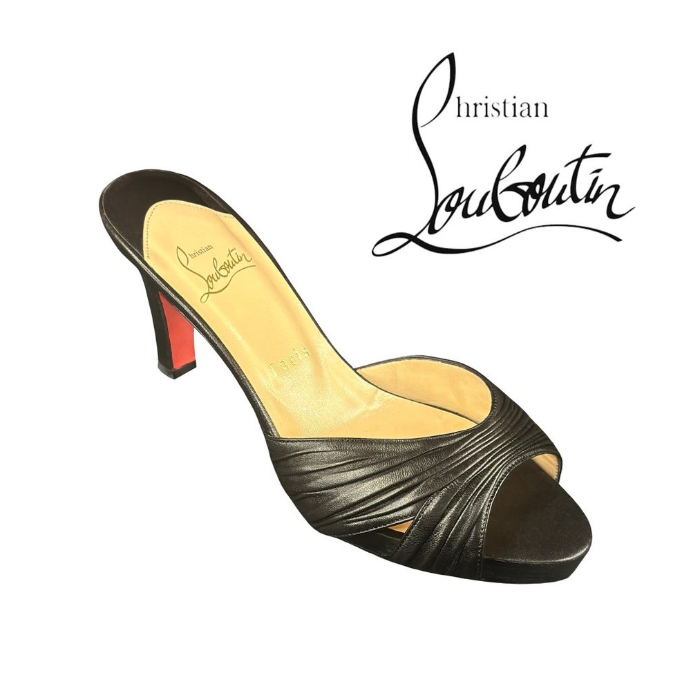 CHRISTIAN LOUBOUTIN 38.5  Knotted Open Toe Heels - Made in Italy - Red Soles!